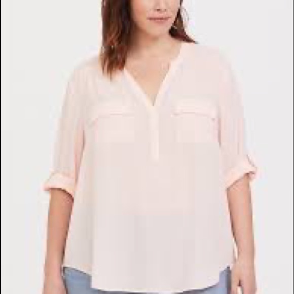 Torrid Georgette blush pink blouse size 0 L - Picture 2 of 10